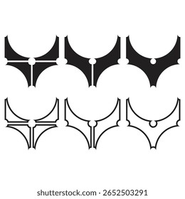 Minimal arrow vector shapes in dual style with custom divided design in black. This collection features minimal black vector icons with sharp arrow and unique divided cutout shapes. Perfect for logos, icons or digital projects.