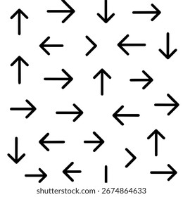 Setas mínimas que se repetem em diferentes direções ilustração gráfica vetorial