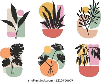 minimal art abstract plants vector design