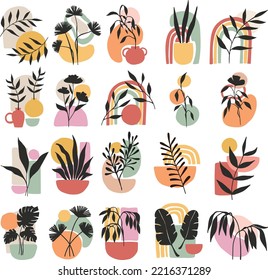 diseño vectorial de plantas abstractas de arte mínimo
