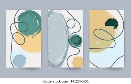 Minimal art design. Modern abstract painting. Set of geometric shapes. Abstract hand drawn watercolor effect design elements. Modern art print. Contemporary design with doodle shapes.