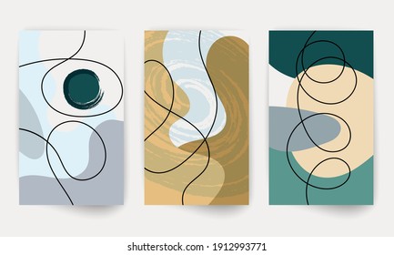 Minimal art design. Modern abstract painting. Set of geometric shapes. Abstract hand drawn watercolor effect design elements. Modern art print. Contemporary design with doodle shapes.