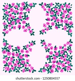 Minimal art flower print. Floral trendy background for scarf print, textile, covers, surface, scrapbooking, decoupage. Bandana, pareo, home textile design
