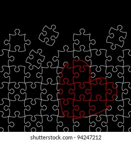 Minimal art valentine's day puzzle heart