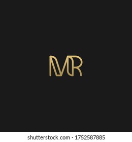Minimal artistic black and golden color MR RM R M initial based letter icon logo.
