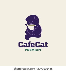 Minimal Artistic Cat Cafe Logo Template