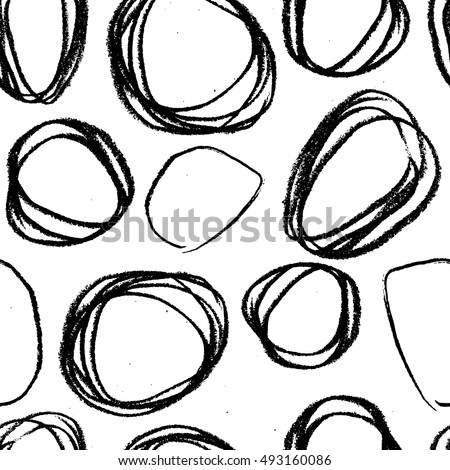 Minimal artistic seamless pattern with freehand circles. Hand drawn vector texture at modern style. Wallpaper for decoration your design.