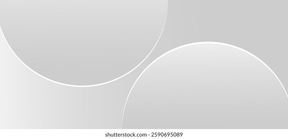 Minimal Ash colour abstract gradient background with geometric glowing rounded shapes vector illustration.