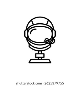 Minimal Astronaut Helmet on Stand with Label Plate - Front View
