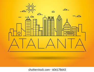 Minimal Atalanta Linear City Skyline with Typographic Design