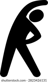 Minimal athlete stretching exercise icon representing fitness, sports training, and physical wellness. Perfect for gym branding, workout apps, health programs, and sports illustrations.