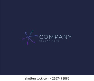 Minimal Atom Logo With Electrons Rotate In Orbits Around Atomic Nucleus Concept Vector.