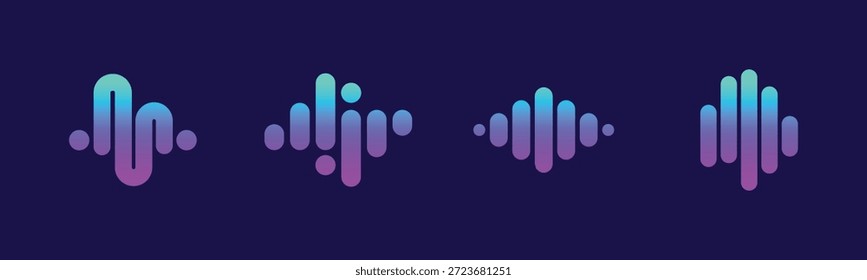 Colección de logotipo de onda de audio mínima para música, podcast, radio y medios de comunicación