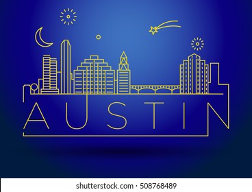 Minimal Austin City Linear Skyline with Typographic Design