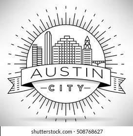 Minimal Austin City Linear Skyline with Typographic Design