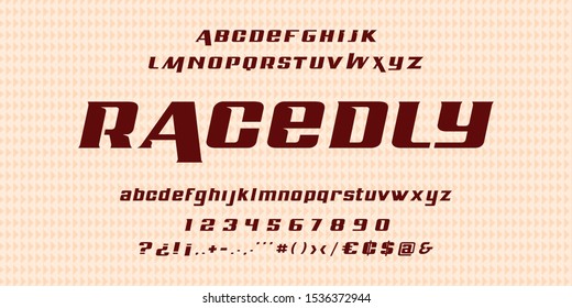 Minimal Automotive Speed Lettering Designs. Elegant sans serif alphabet letters font and number. Typography fonts regular, typeface uppercase and lowercase.
