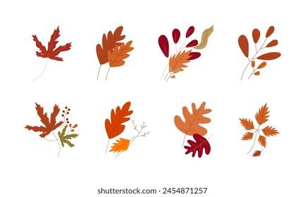 Minimal Autumn Leaves Element Set