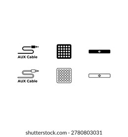 Minimal AUX Cable Speaker Soundbar Icon Set
