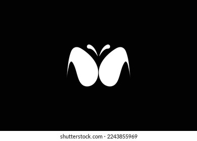 Minimal Awesome Creative Trendy Professional Letter M Butterfly Logo Design Template On Black Background