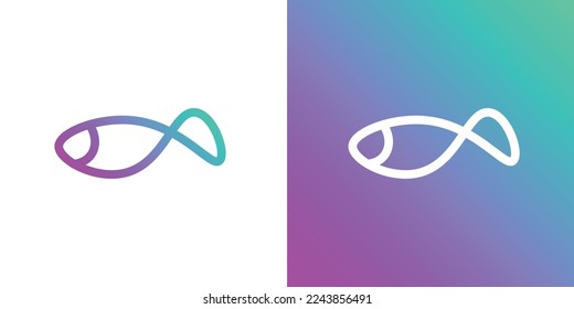 Minimal Awesome Creative Trendy Professional Infinity Fish Logo Design Template On Colorful Background