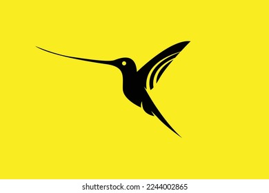 Minimal Awesome Creative Trendy Professional Hummingbird Logo Design Template On Yellow Background