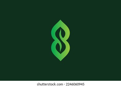 Minimal Awesome Creative Trendy Professional S Leaf Icon Logo Design Template On Green Background