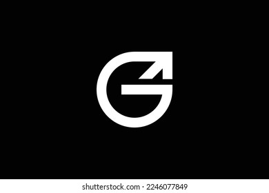 Minimal Awesome Creative Trendy Professional Letter G Arrow Logo Design Template On Black Background