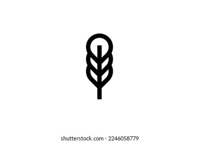 Minimal Awesome Trendy Abstract Tree Leaf Icon Design Template On White Background