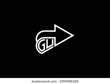 Minimal Awesome Trendy Arrow GU Logo Design Vector Template On Black Background