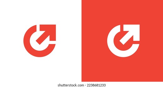 Minimal Awesome Trendy Arrow Icon Design Template On White and Red Background