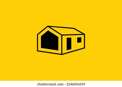 Minimal Awesome Trendy Hut Icon Design Template On Yellow Background