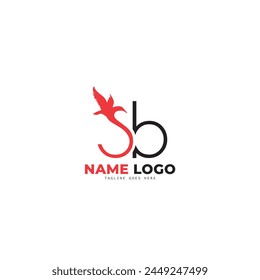 Minimal Awesome Trendy Letter B Bird Design Template. Dove Bird On Letter Logo Design B