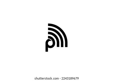 Minimal Awesome Trendy Letter P M NFC Creative Icon Design Template On White Background