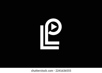 Minimal Awesome Trendy Letter PL Play Logo Design Template On Black Background