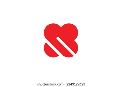 Minimal Awesome Trendy Letter X Love Icon Design Template On White Background