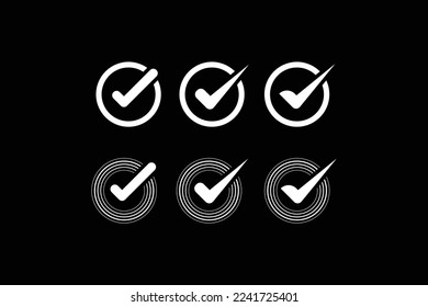 Minimal Awesome Trendy Professional Cheque Mark Logo Design Template On Black Background