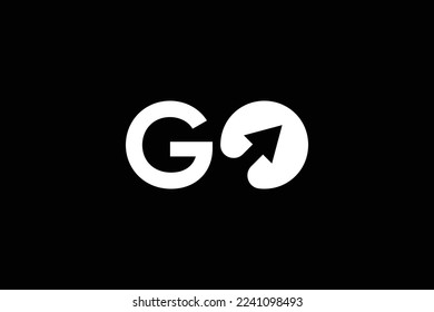 Minimal Awesome Trendy Professional Creative Letter O Or GO Arrow Icon Logo Design Template On Black Background