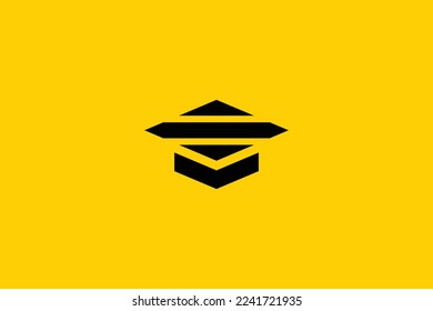 Minimal Awesome Trendy Professional Creative Letter E Grad Logo Design Template On Yellow Background