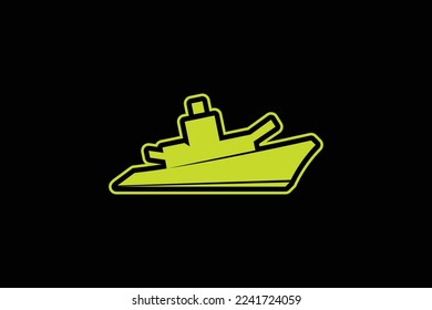 Minimal Awesome Trendy Professional Creative Battleship Logo Design Template On Black Background