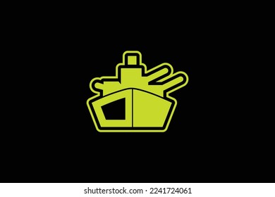 Minimal Awesome Trendy Professional Creative Battleship Logo Design Template On Black Background