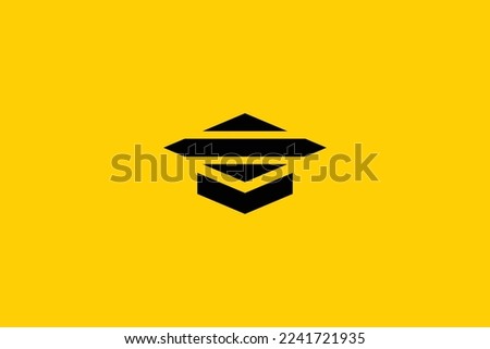 Minimal Awesome Trendy Professional Creative Letter E Grad Logo Design Template On Yellow Background