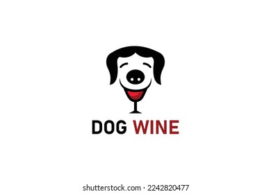 Minimal Awesome Trendy Professional Dog Wine Logo Design Template On White Background