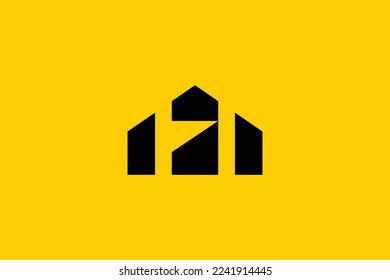 Minimal Awesome Trendy Professional Home Mark Logo Design Template On Yellow Background