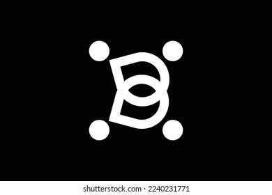 Minimal Awesome Trendy Professional Letter B Network Logo Design Template On Black Background