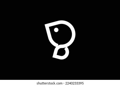 Minimal Awesome Trendy Professional Letter B Bird Line Art Logo Design Template On Black Background