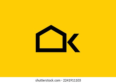 Minimal Awesome Trendy Professional Letter K Home Mark Logo Design Template On Yellow Background