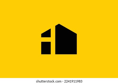 Minimal Awesome Trendy Professional Letter i Home Mark Logo Design Template On Yellow Background