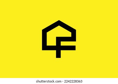 Minimal Awesome Trendy Professional Letter F Real Estate Logo Design Template On Yellow Background