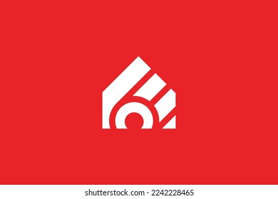 Minimal Awesome Trendy Professional Letter E Wood Home Logo Design Template On Red Background