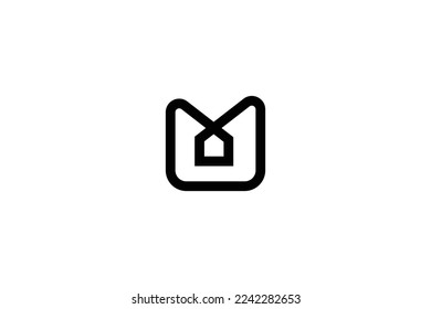 Minimal Awesome Trendy Professional Letter M Home Logo Design Template On White Background